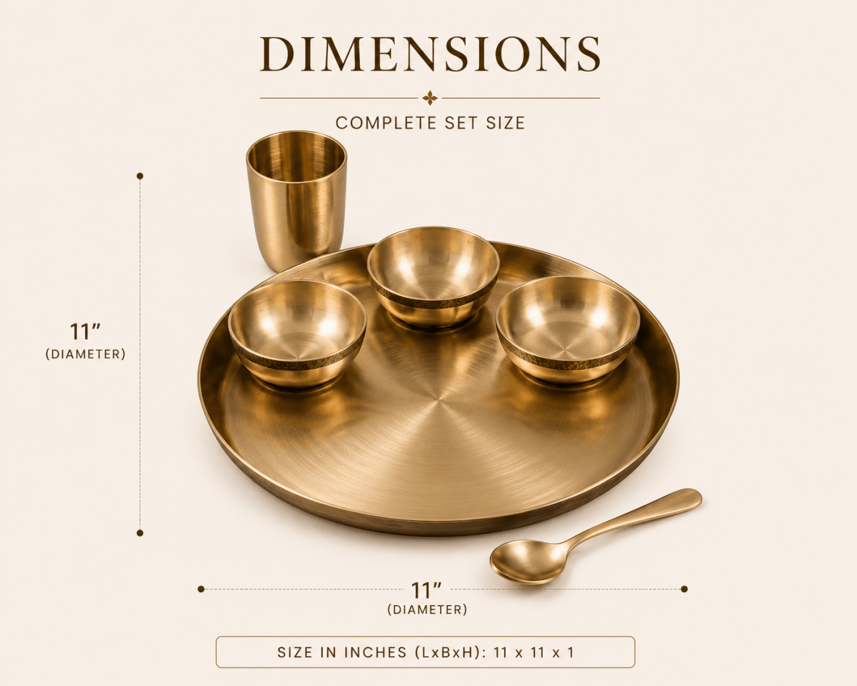 12 Inch Pure Kansa Dinner Set – 6 Piece | Handcrafted - Royalstuffs.com