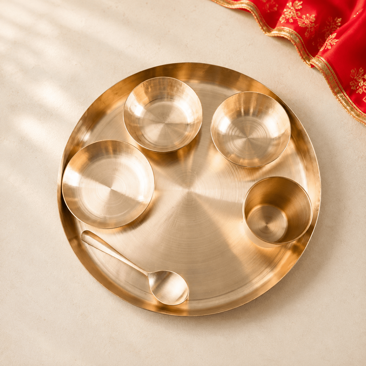 12 Inch Pure Kansa Dinner Set – 6 Piece | Handcrafted - Royalstuffs.com