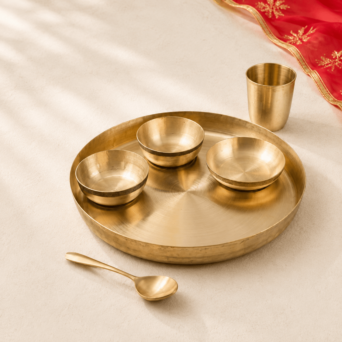 12 Inch Pure Kansa Dinner Set – 6 Piece | Handcrafted - Royalstuffs.com
