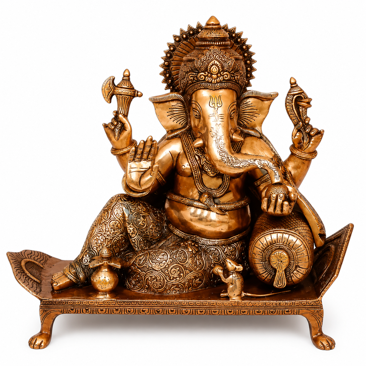 Bhagwan Ganesh Seated On Chowki with Ghungroos Height:15",Weight:14.5 Kg.