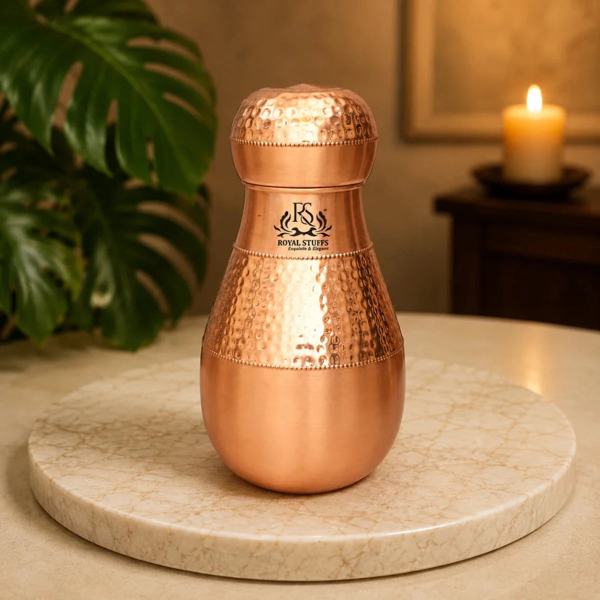 1500 Ml Lotus JAR | Copper Water Container | Water JUG | DRINKWARE | Copper Pitcher - Royalstuffs.com