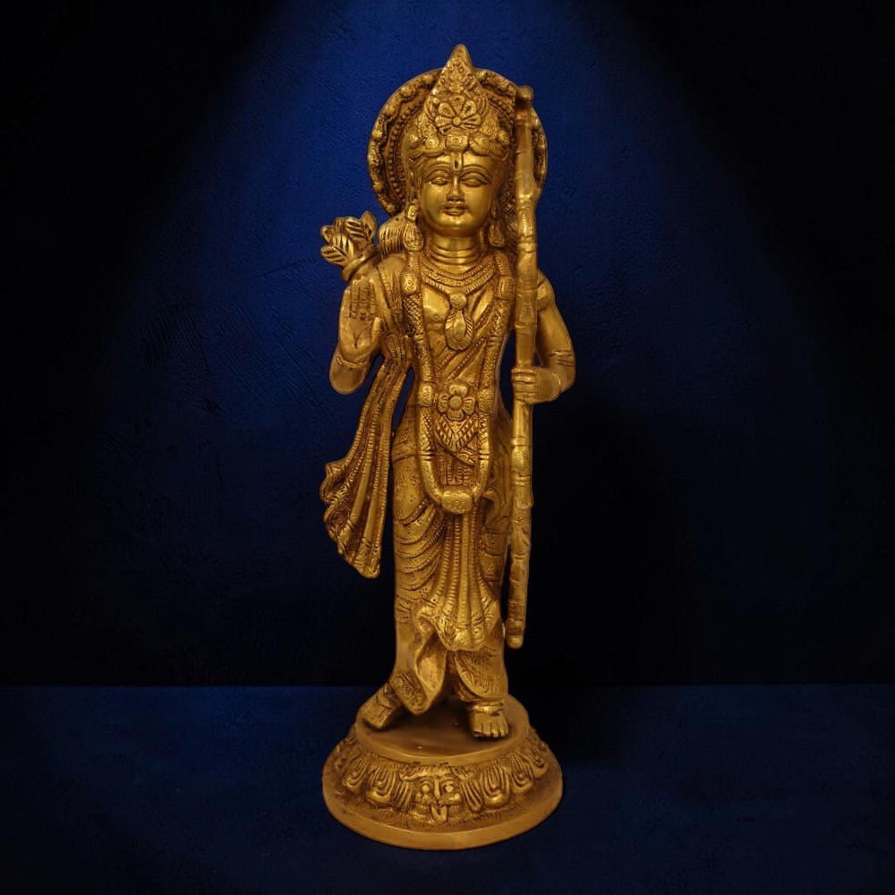 16-Inch Handmade Antique Pure Brass Separate Ram Darbar Idol - 18 Kg. - Royalstuffs.com