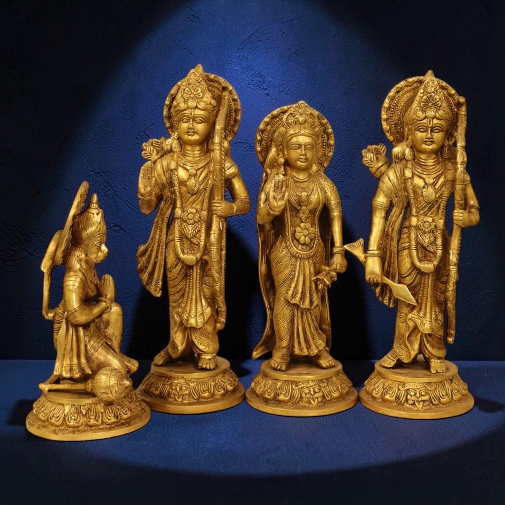 16-Inch Handmade Antique Pure Brass Separate Ram Darbar Idol - 18 Kg. - Royalstuffs.com