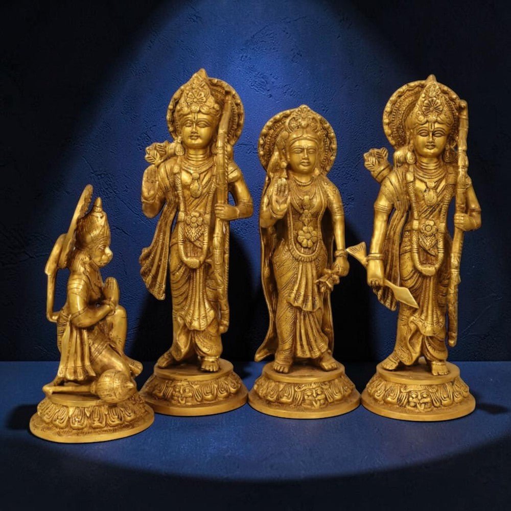 16-Inch Handmade Antique Pure Brass Separate Ram Darbar Idol - 18 Kg. - Royalstuffs.com