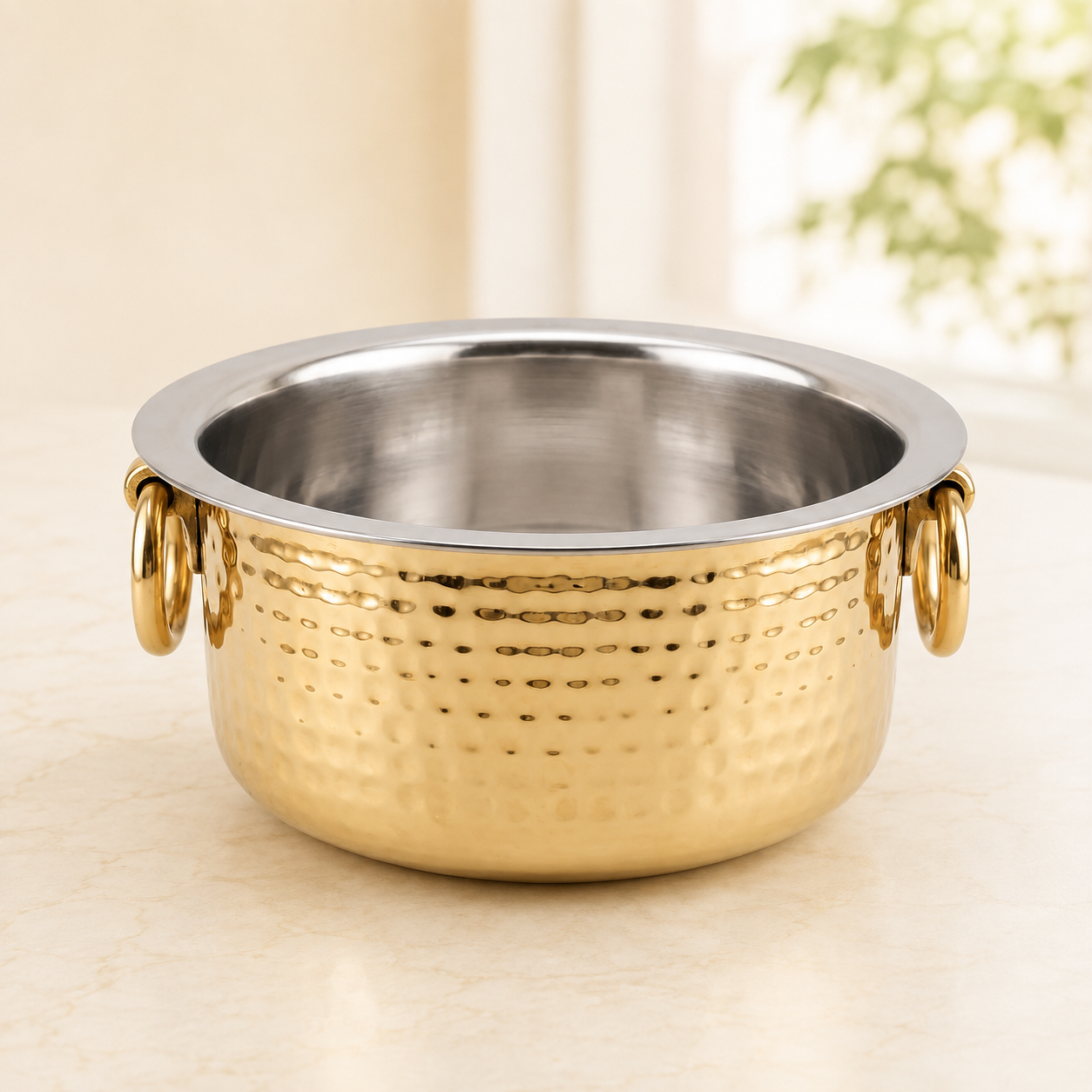 RoyalStuffs Handmade Brass Bhagona (Patila) with Pure Tin Coating (Kalai) – 1 Litre Traditional Cooking Pot