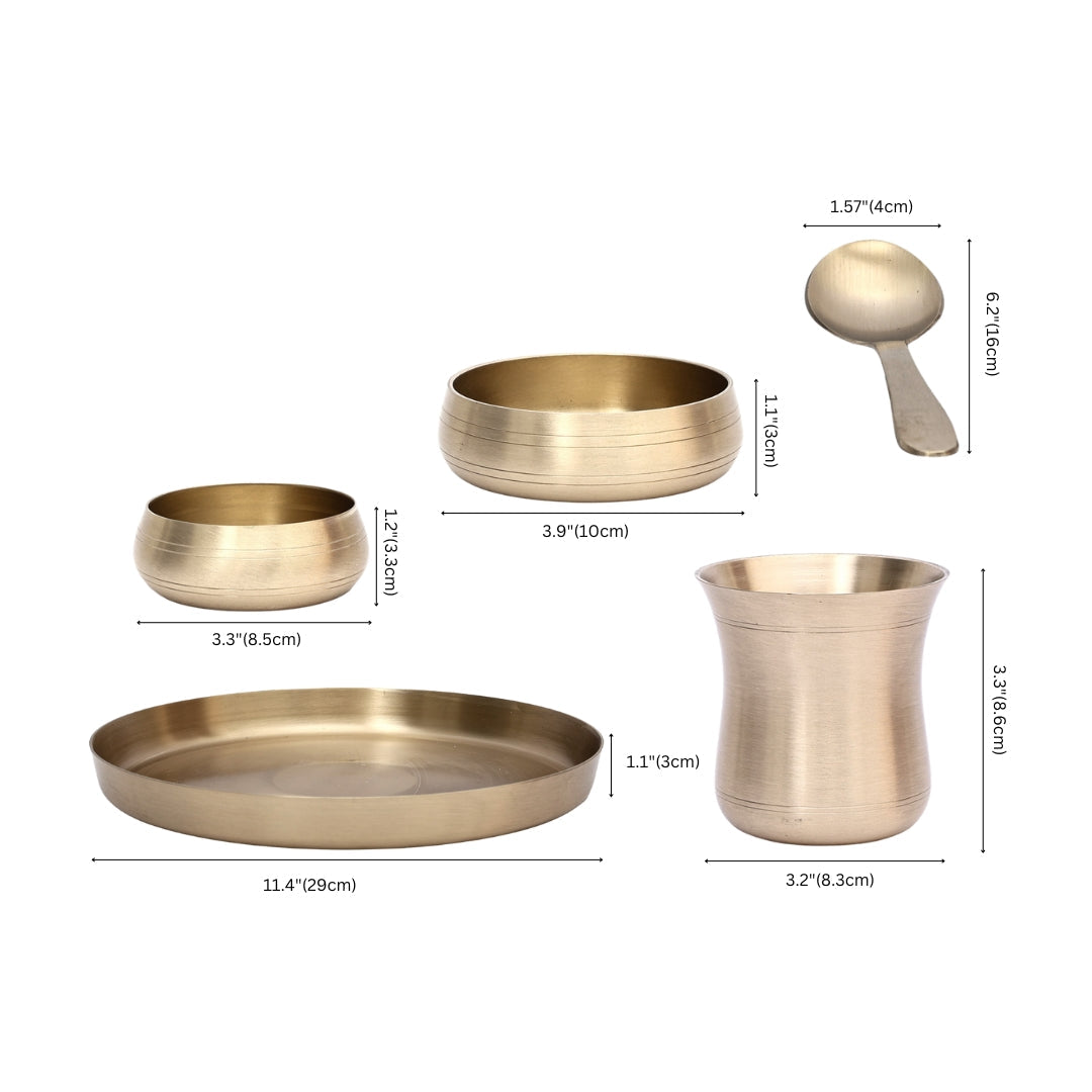 Pure Kansa Thali Set – 6 Piece | Handcrafted Bronze Dinnerware for Healthy & Traditional Indian Dining