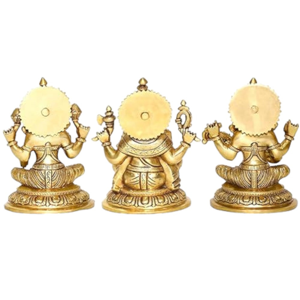 Brass Ganesha, Lakshmi, and Saraswathi Big Statue Set-Height:10 Inch ,Weight:17 Kg