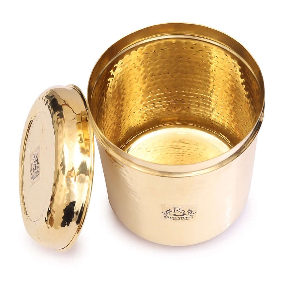 6 All Size Set of Brass Containers | Brass Storage Boxes | Brass Dabba - Royalstuffs.com