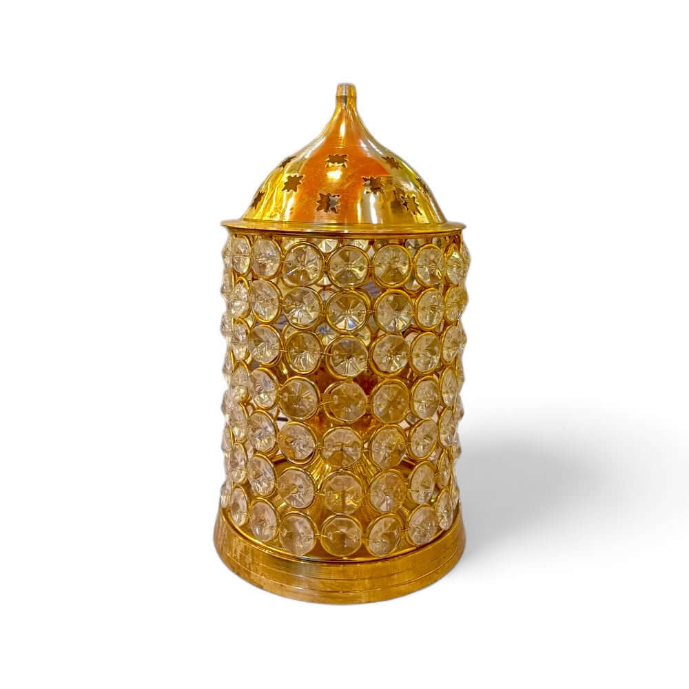 8-Inch Brass Akhand Jyoti Crystal Diya - Royalstuffs.com