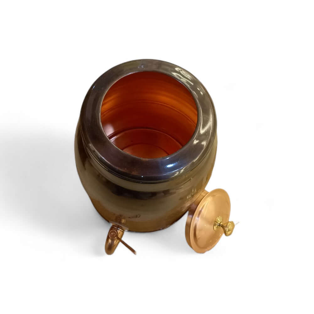 8 Liter Pure Copper Water Dispenser with Lesser Etching Antique Finish - 8000ML - Royalstuffs.com