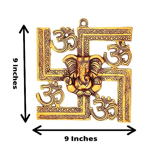 9 Inch Om Swastik Ganesha Wall Hanging swastik Symbol for Home Door - Royalstuffs.com