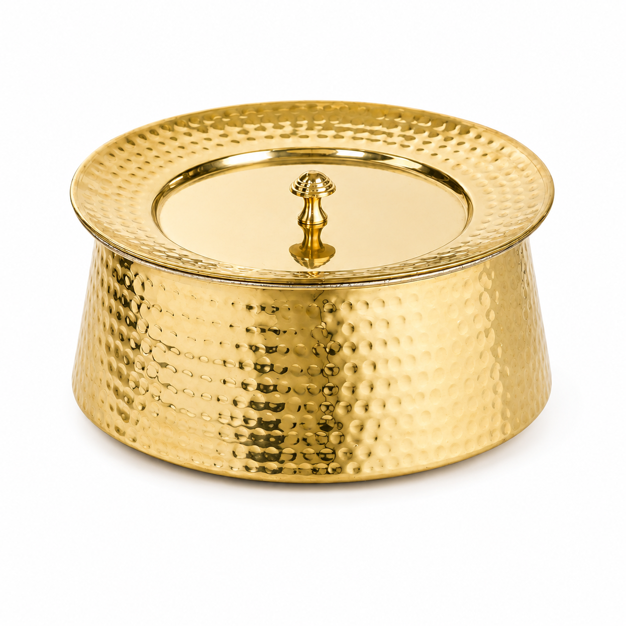 Hammered Brass Biryani Pot (Handi) with Tin Coating & Lid – Traditional Heavy Brass Cooking Vessel | 3 Sizes | RoyalStuffs