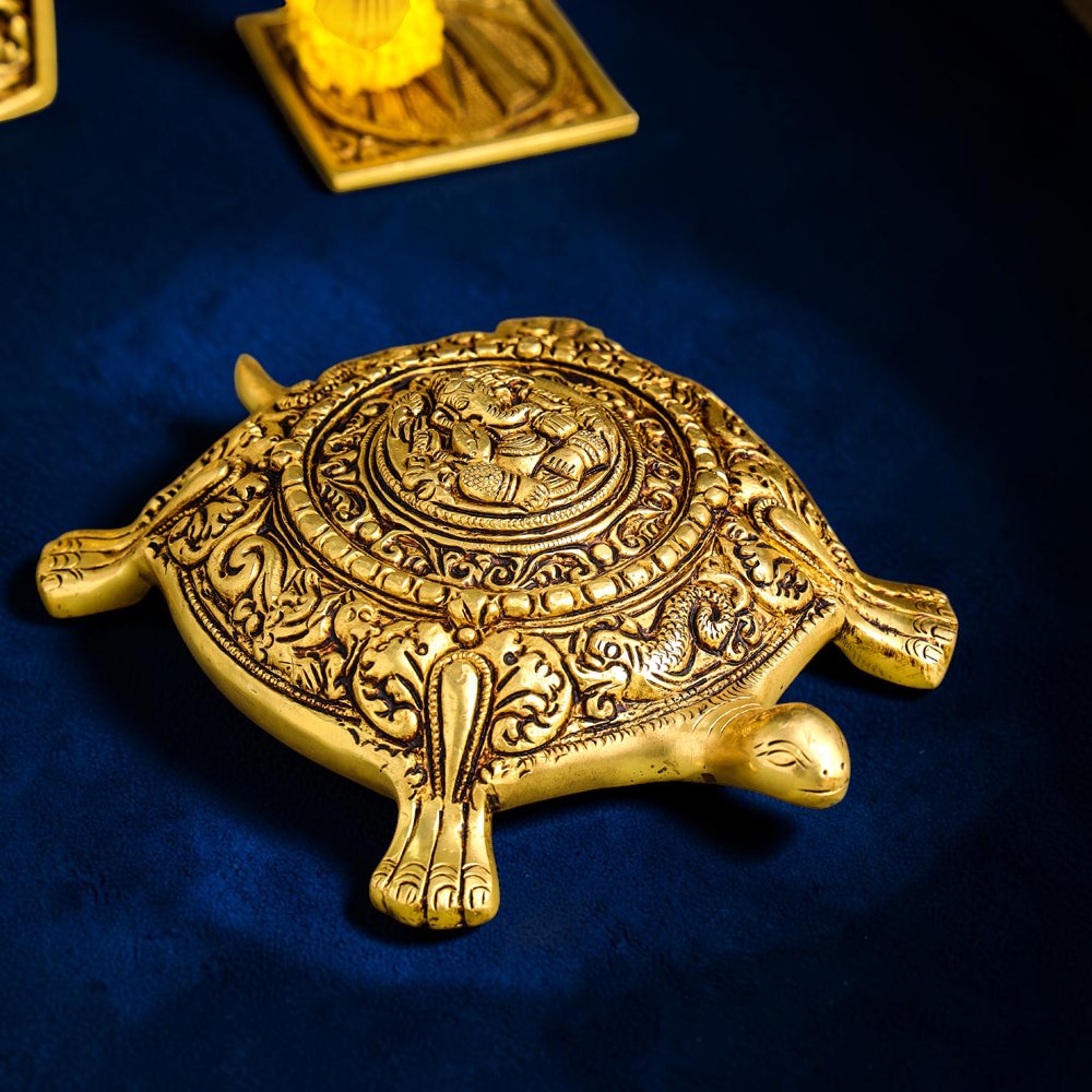 Handcrafted Brass Ganesha Tortoise Vastu Décor (2 Inch) | RoyalStuffs