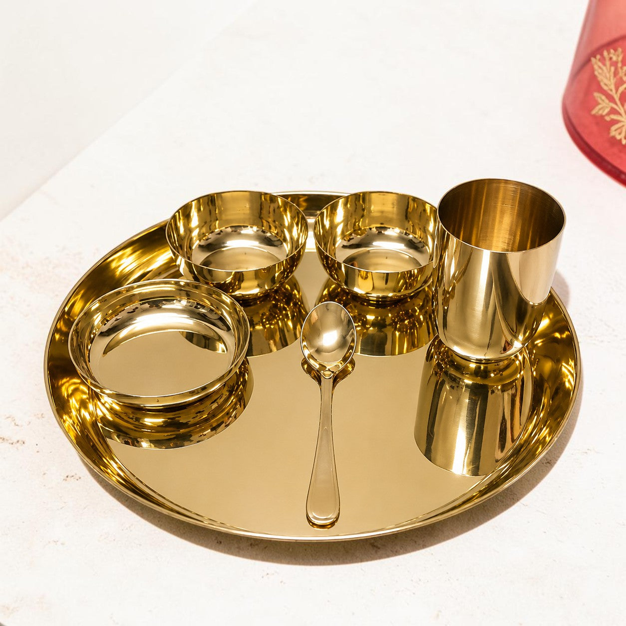 12-Inch Pure Kansa Thali Set - Shine