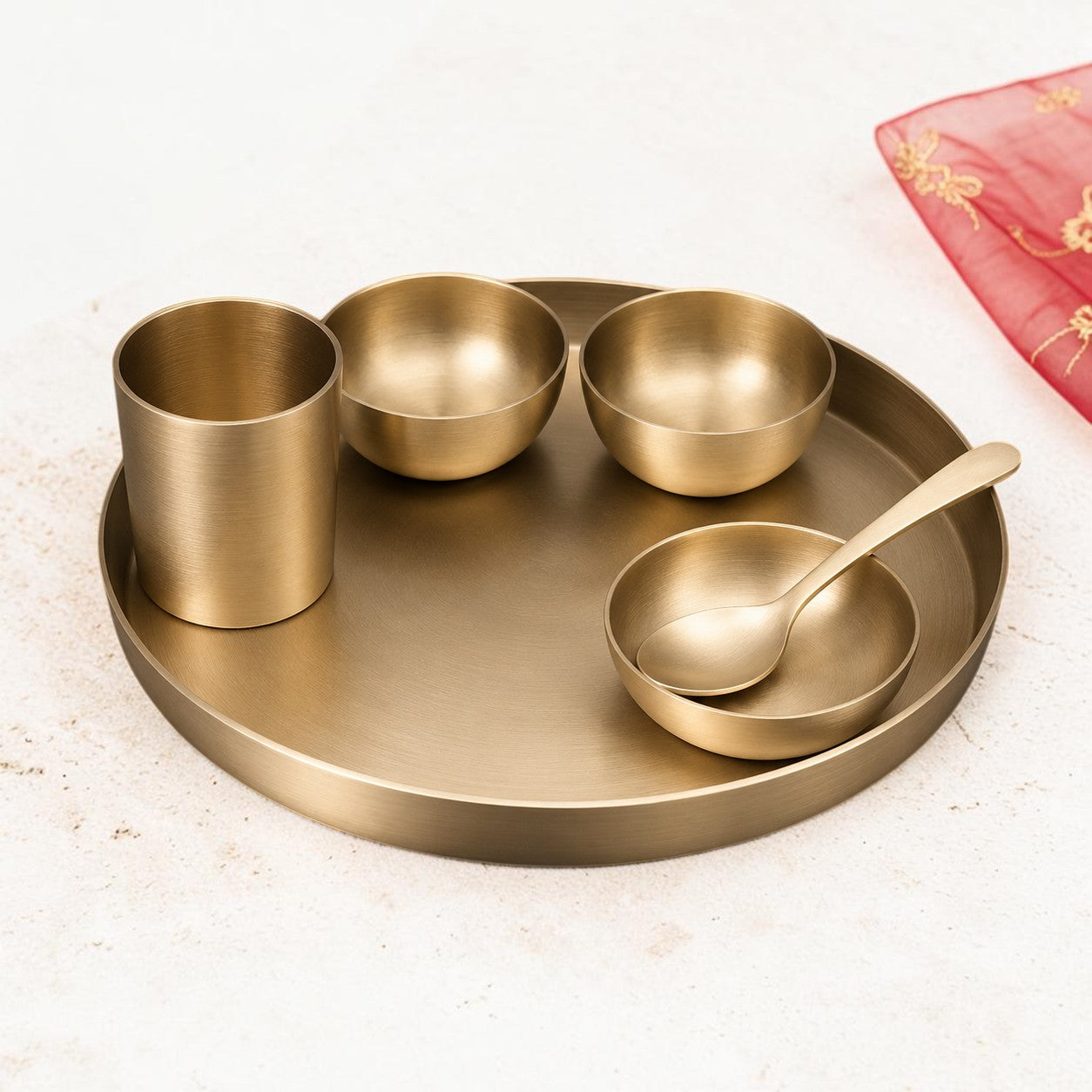 Matt 10.5 Inch Bronze Pure Thaali Set , 5 Items