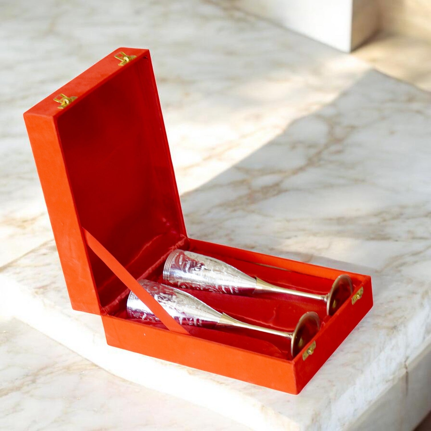 Set of 2 Royal Brass Wine Glasses – Handcrafted Luxury Drinkware