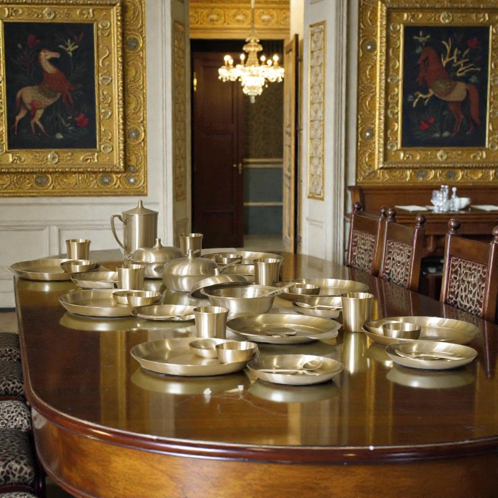 51 Piece Pure Kansa Dinner Set – Premium Bronze Dining Collection