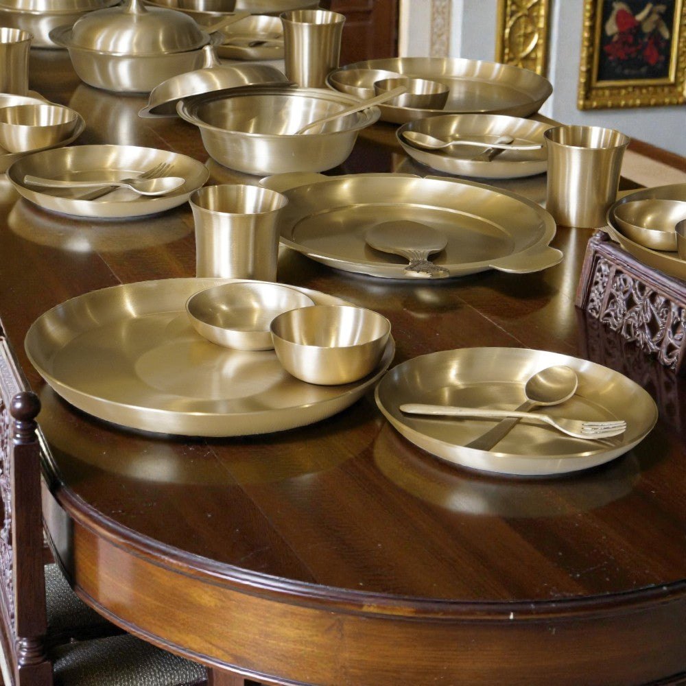 51 Piece Pure Kansa Dinner Set – Premium Bronze Dining Collection