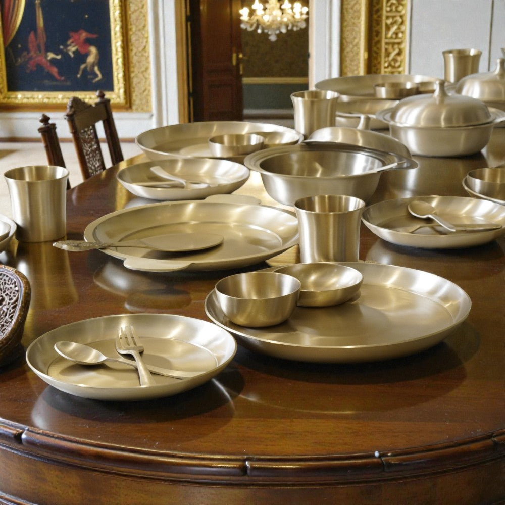 51 Piece Pure Kansa Dinner Set – Premium Bronze Dining Collection