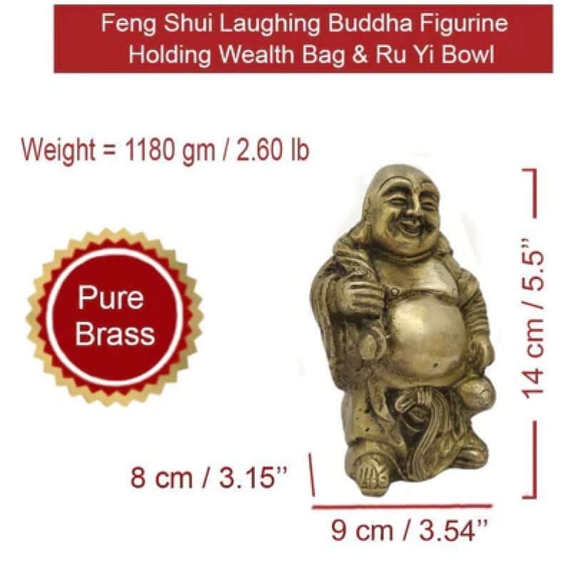 ROYALSTUFFS 1370 Gram Brass Statue and Sculpture Laughing Buddha for Good Luck and Prosperity