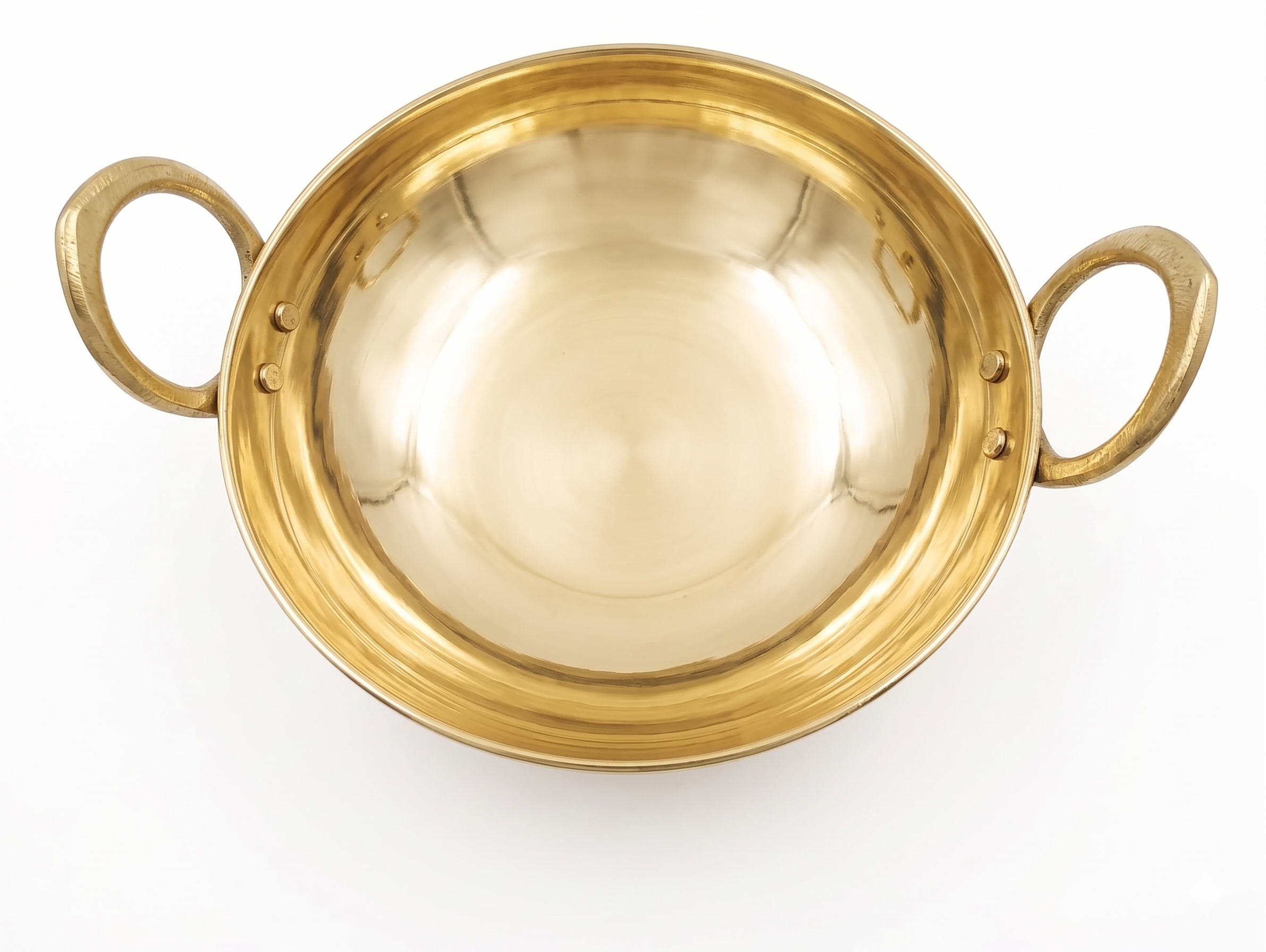 RoyalStuffs Pure Kansa Kadai with Broad Handles – Handmade Bronze Kadhai for Traditional Cooking (80:20 Certified Bronze)