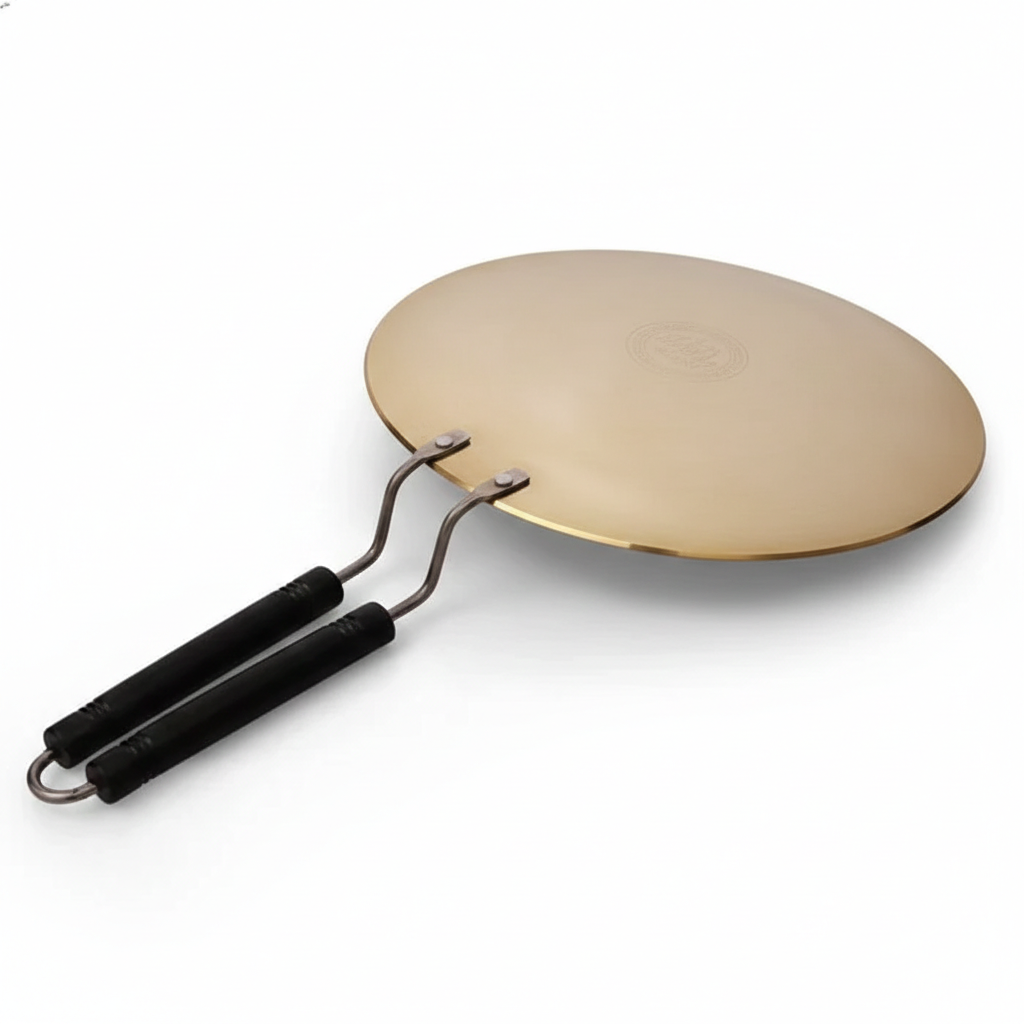 Heavy Weighted Brass Tawa/Tawa for Roti/Chapati/Naan with Double Handle