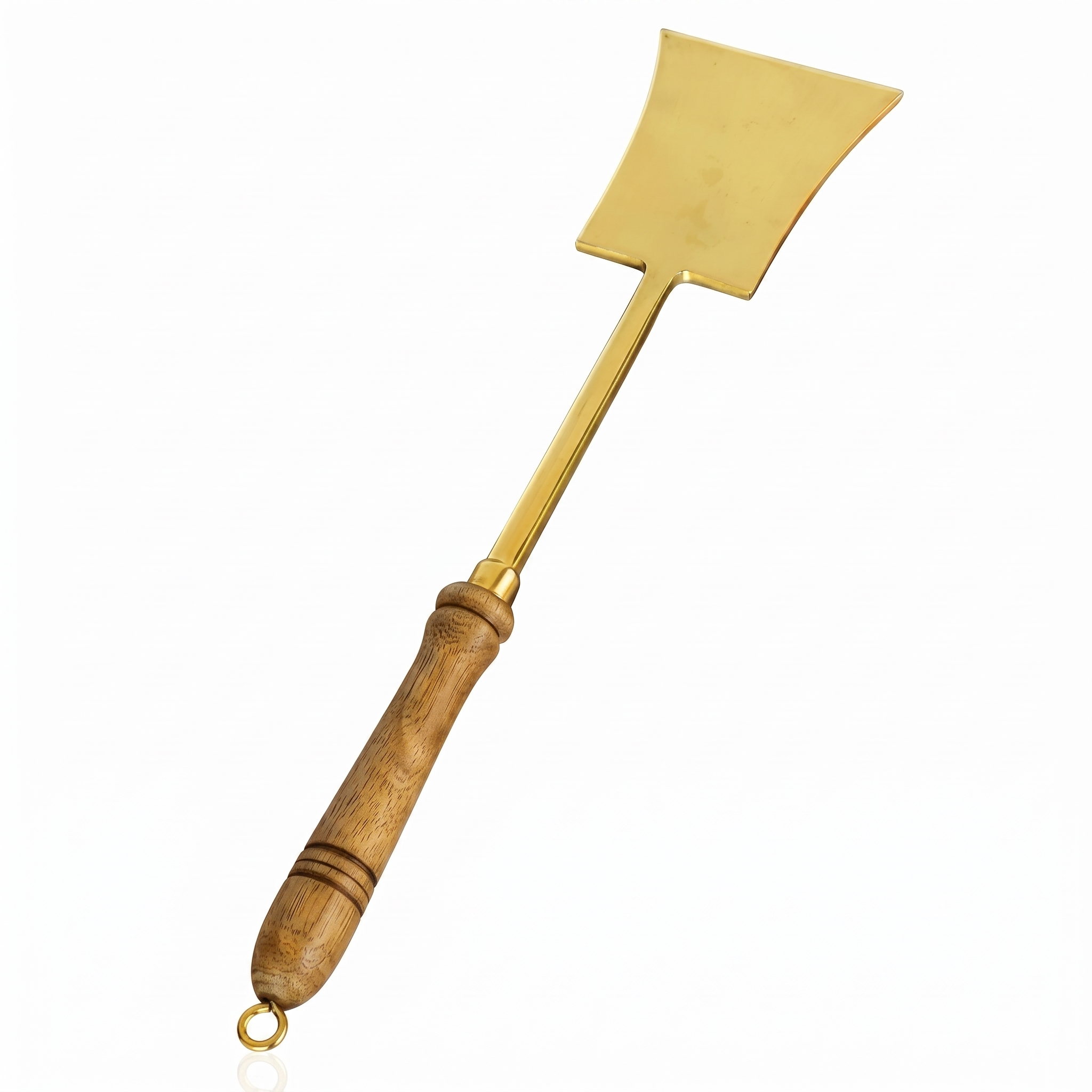 Handcrafted Pure Brass Tavetha / Spatula Turner with Wooden Handle | For Dosa, Roti & Chapati | 14.5" Length