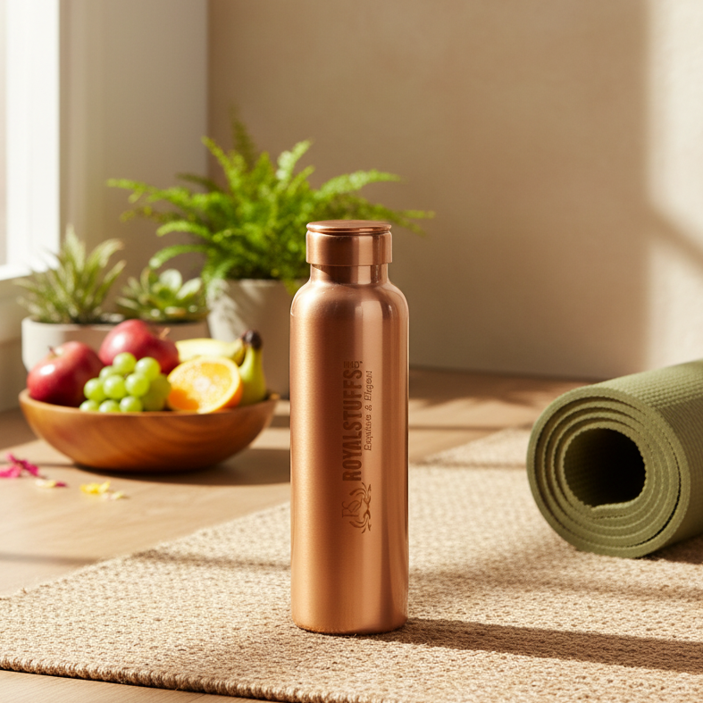 ROYALSTUFFS Master Copper Bottle Seamless Leak Proof, Ayurvedic 100% Pure Copper Vessel For Drinking- Drink More Water, 1 Piece - 900 Ml