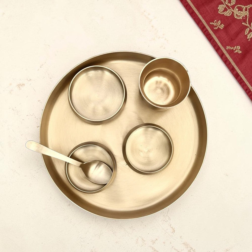 Pure Kansa Thali Set – 6 Piece | Handcrafted Bronze Dinnerware for Healthy & Traditional Indian Dining