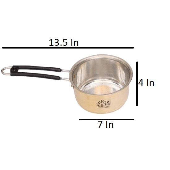 1.5 Liter Medium Brass Sauce Pan Tapeli for Milk,Tea with Tin Coating Inner Side Kalai 