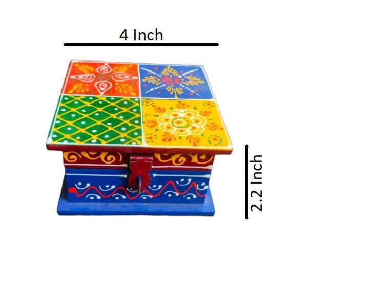 Set Of 2 Multicolor Teak Wood Handcrafted Wooden Box Set, For Home( Weight : 330 Gram)