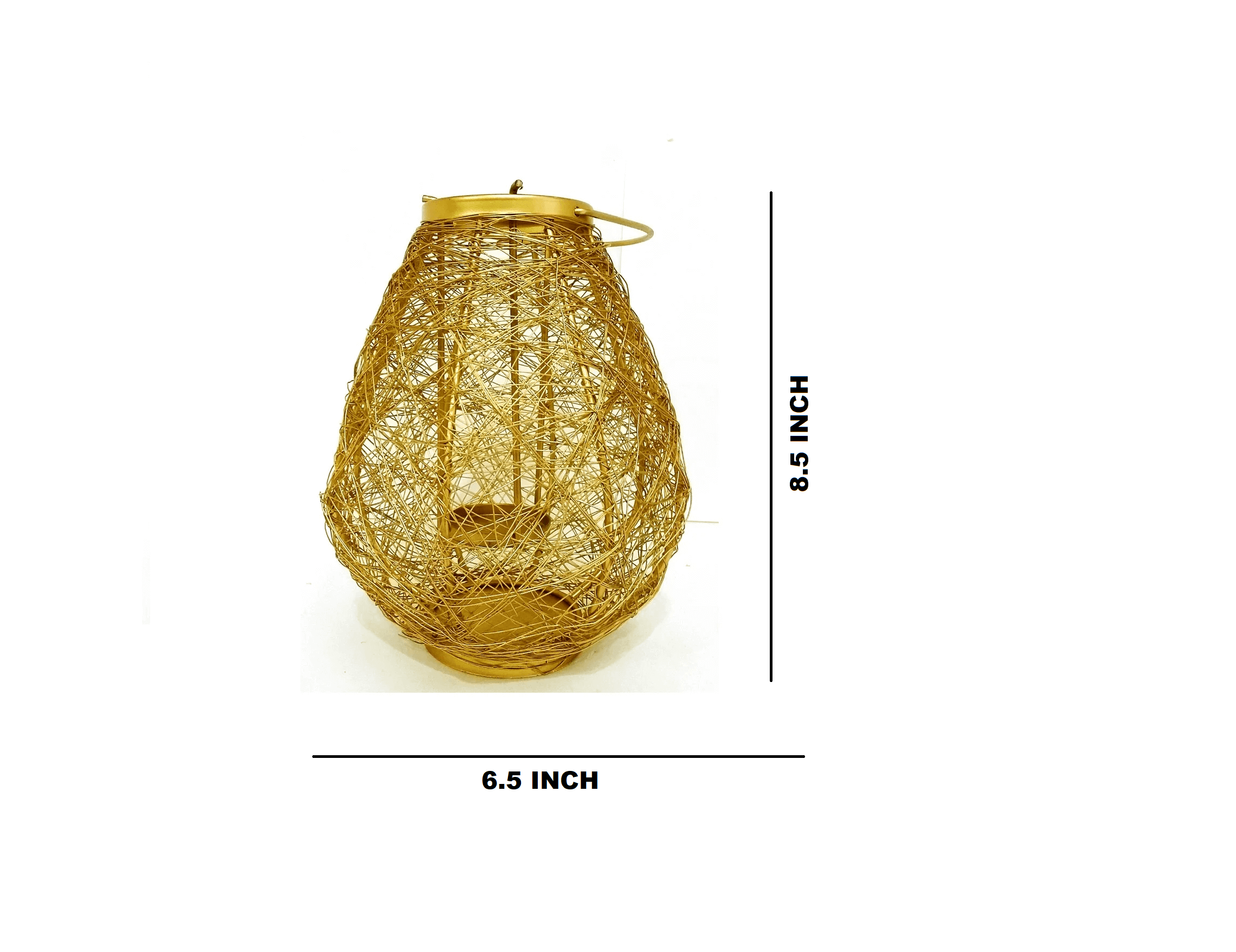ROYALSTUFFS Shadow Lantern – Wire Mesh 8.5×6.5inches (Gold)