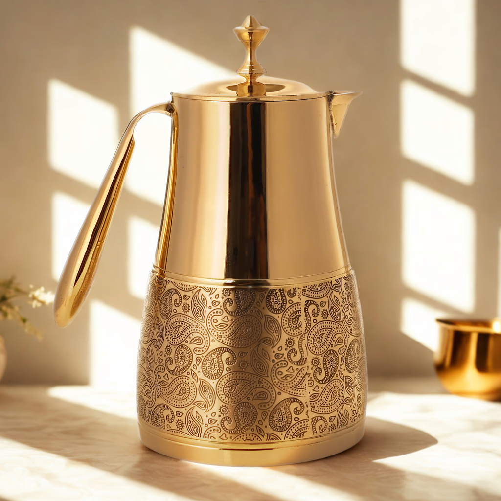 traditional charm to modern living | Includes 1 brass jug and 4 matching brass glasses