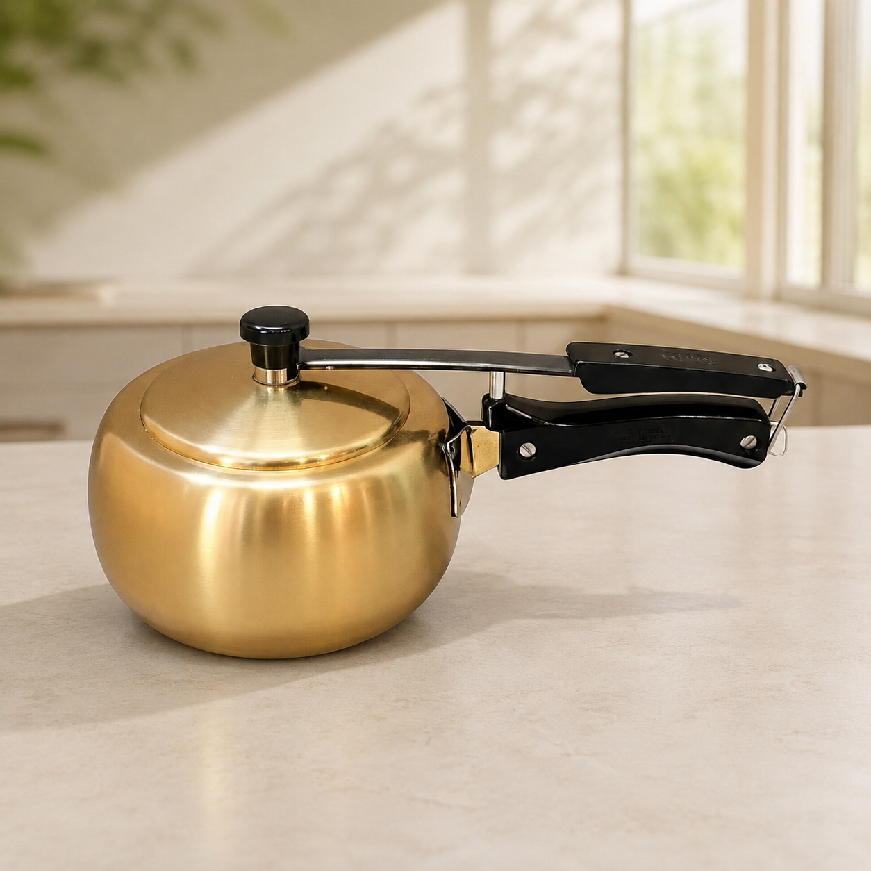 Handmade Brass Pressure Cooker with Kalai (Tin) Coating Inside – 2L, 3L & 5L