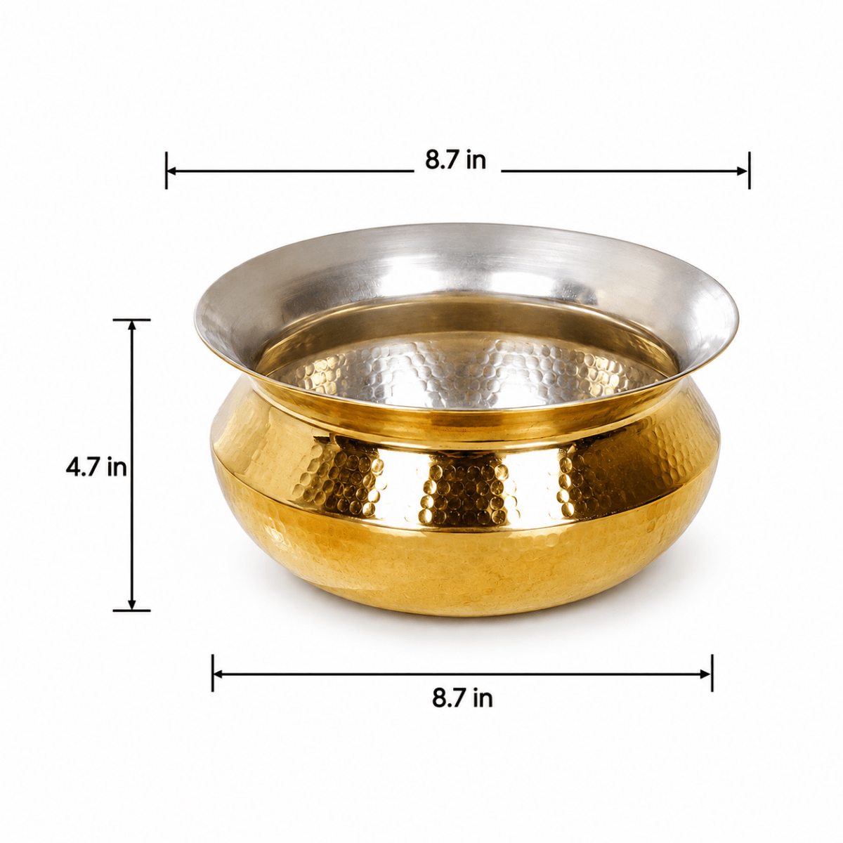 Authentic Brass Sipri Handi with Kalai Coating | Heavy Bottom Vessel | 4 Sizes - Royalstuffs.com