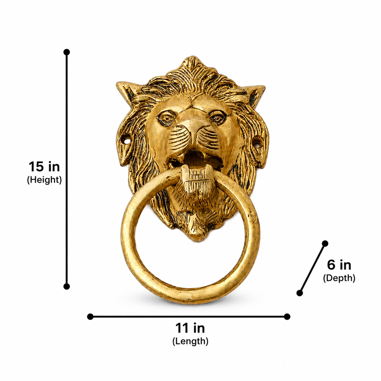 Gold Finish Lion Door Knocker Brass Narsimha