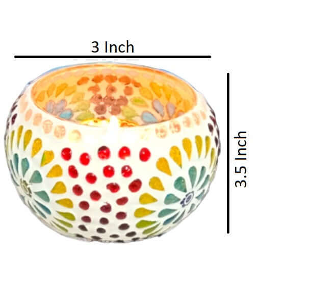 Big Handmade Mosaic Multicolored Candle Holder - Royalstuffs.com