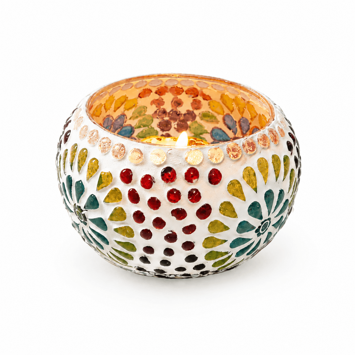 Big Handmade Mosaic Multicolored Candle Holder - Royalstuffs.com