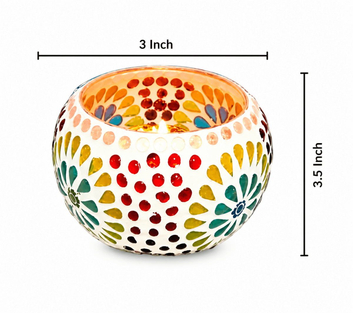 Big Handmade Mosaic Multicolored Candle Holder - Royalstuffs.com