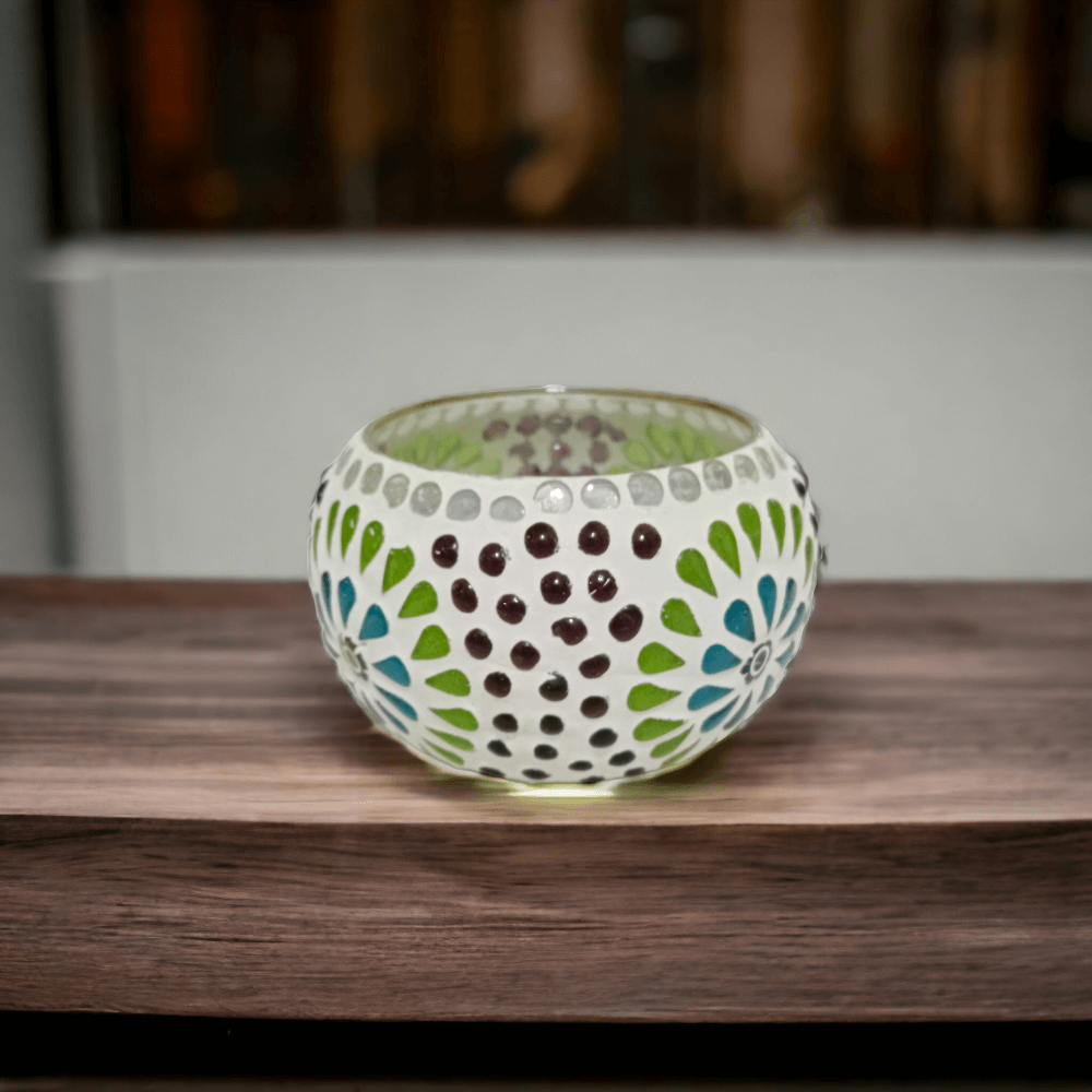 Big Handmade Mosaic Multicolored Candle Holder - Royalstuffs.com