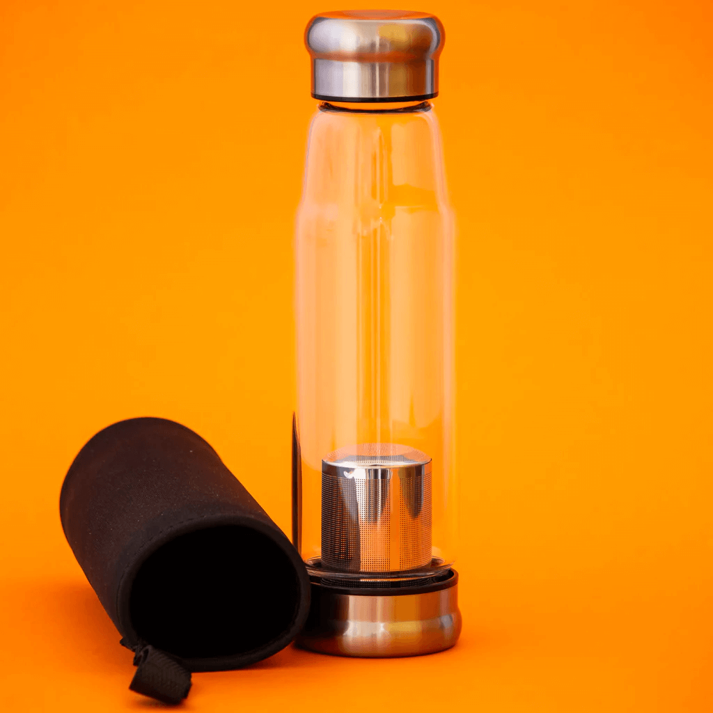 BOROSILICATE GLASS TEA INFUSER BOTTLES WITH BLACK COVER 500ML - Royalstuffs.com