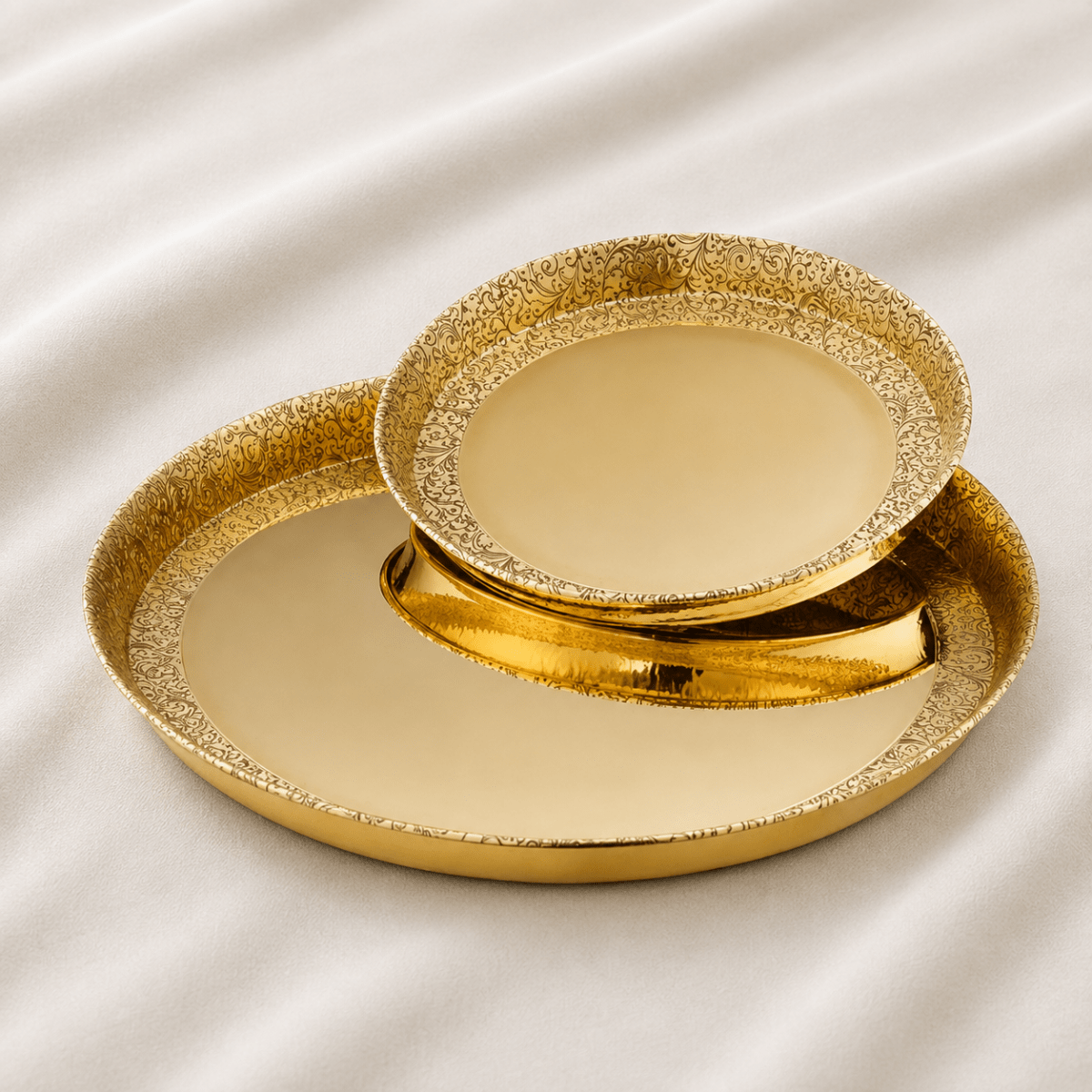 Brass 57 Pcs Engraved Dinner Set – Luxury Festival Special - Royalstuffs.com