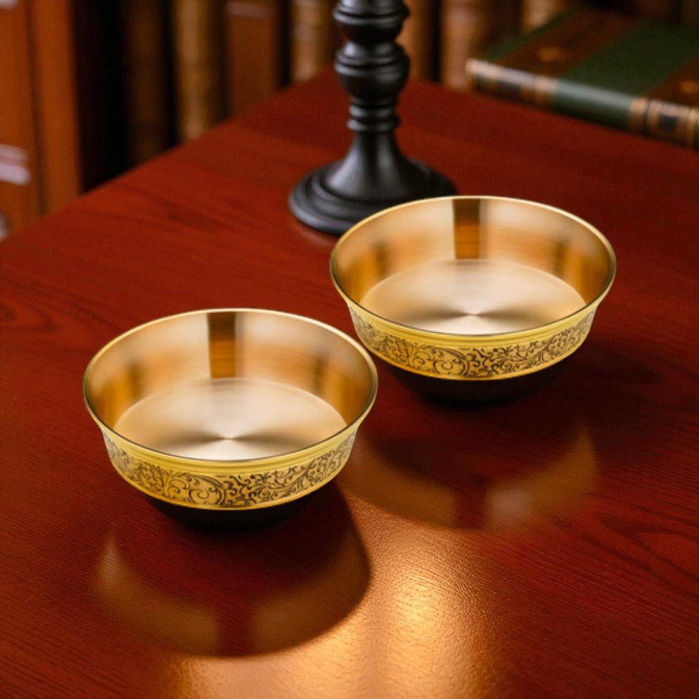 Brass 57 Pcs Engraved Dinner Set – Luxury Festival Special - Royalstuffs.com