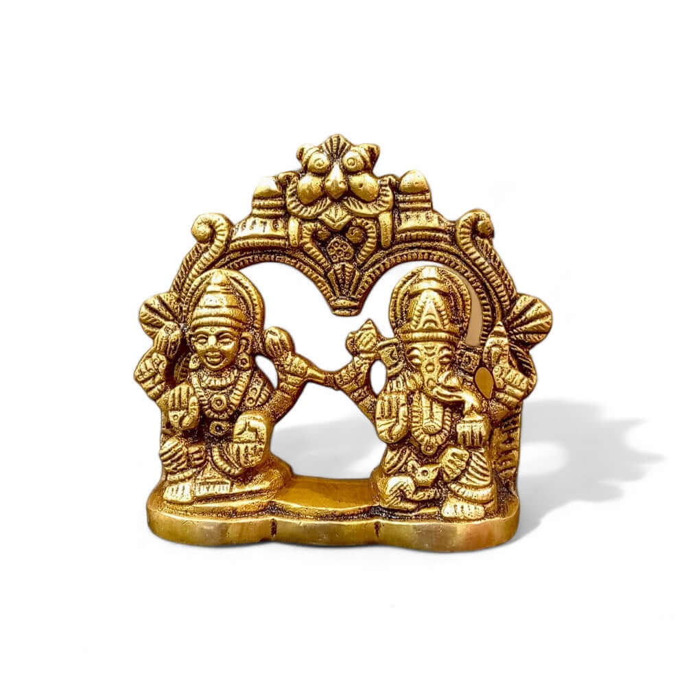 Brass Antique Finish Laxmi Ganesh Ji Idols - 3.5 Inch Height - Royalstuffs.com