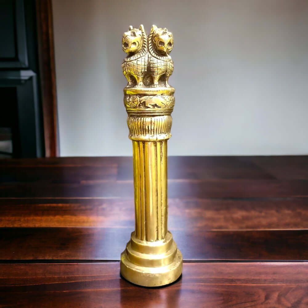 Brass Ashoka Pillar, The National Emblem of India Represents Power, Dominance and Authority at Home/Office. - Royalstuffs.com
