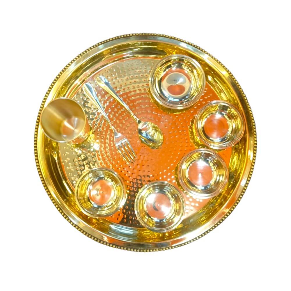 Brass Bhojan Thal Set - Royalstuffs.com
