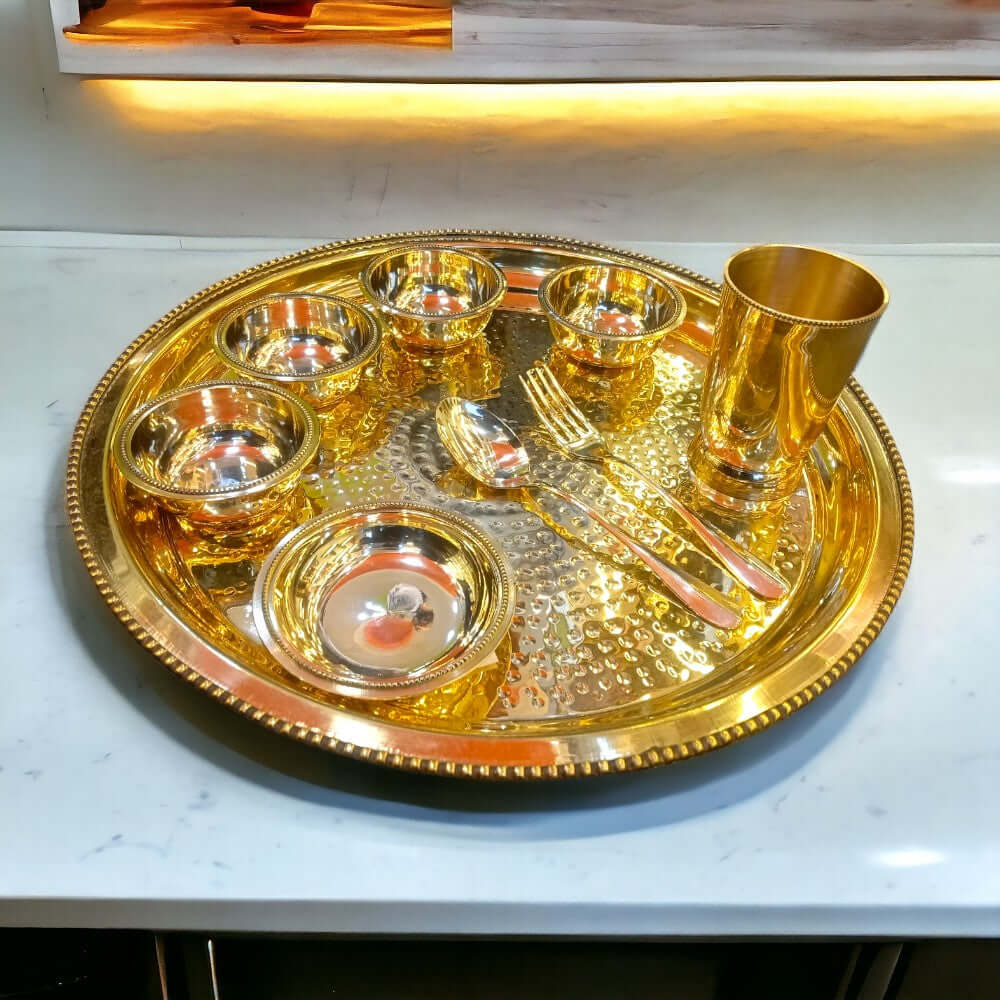 Brass Bhojan Thal Set - Royalstuffs.com