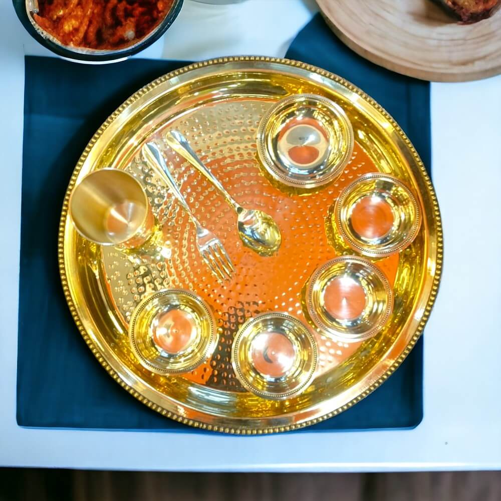 Brass Bhojan Thal Set - Royalstuffs.com