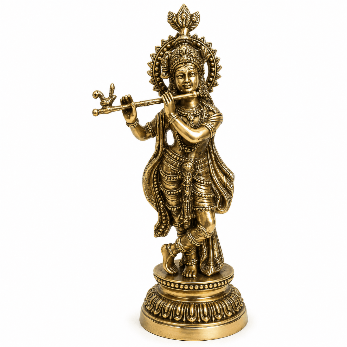 Brass Black antique Krishna Decorative Showpiece - 51 cm (Brass, Black) - Royalstuffs.com