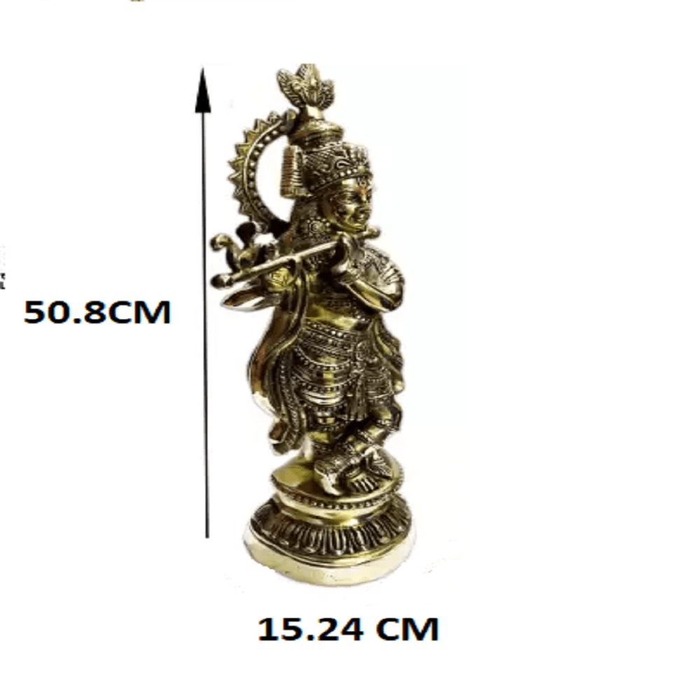 Brass Black antique Krishna Decorative Showpiece - 51 cm (Brass, Black) - Royalstuffs.com